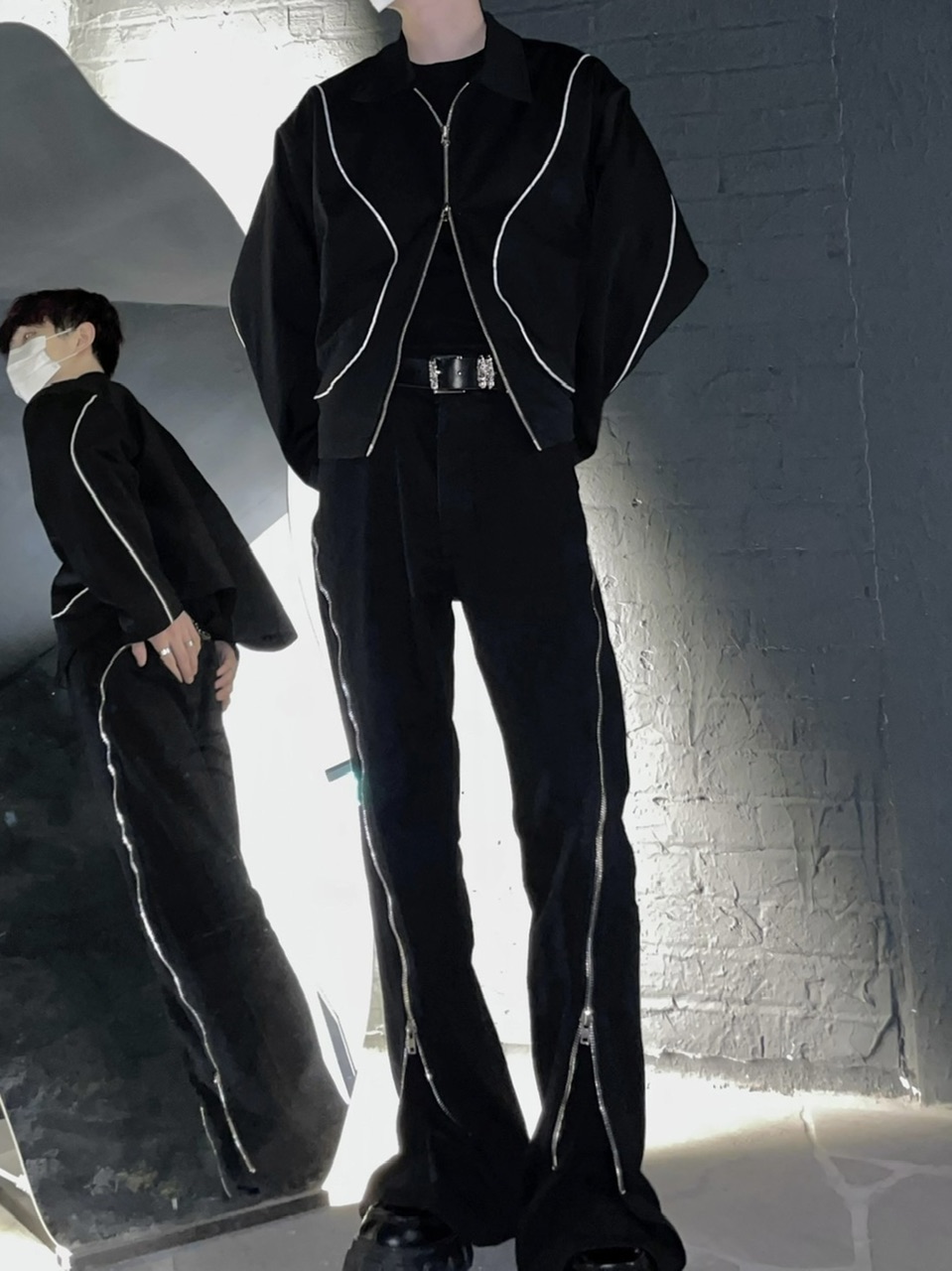 【SUPADA】zipper line black denim pants 受注制【SUPADA】zipper line black denim pants | OUR BRAND