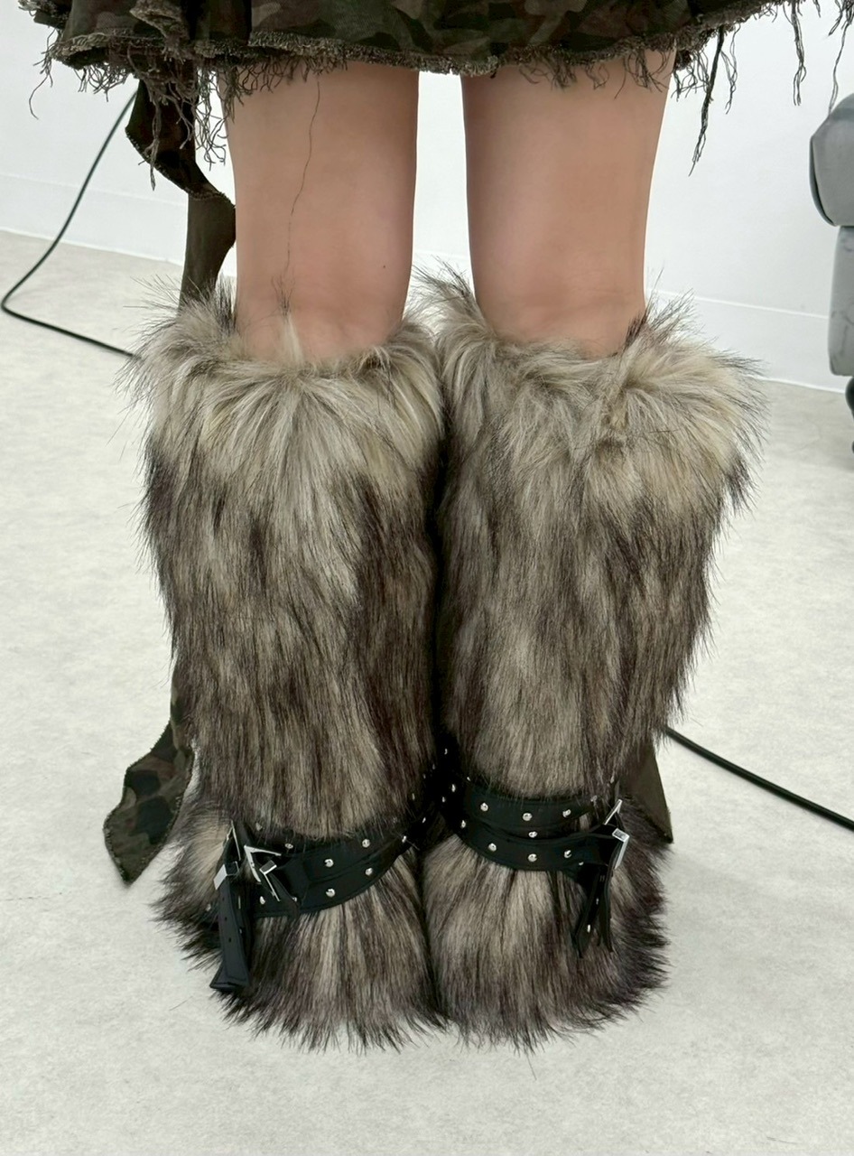 受注制【Never mind the XU】belt fur boots /【エックスユードッグ