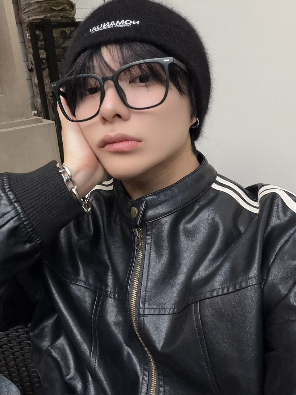 受注制【LUV CODE】line leather jacket (2color)