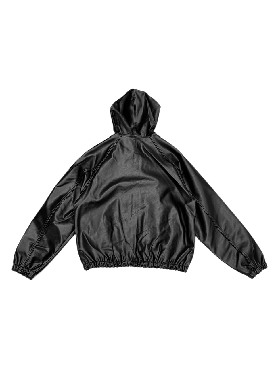Chikashitsu +】fake leather hooded blouson (2color
