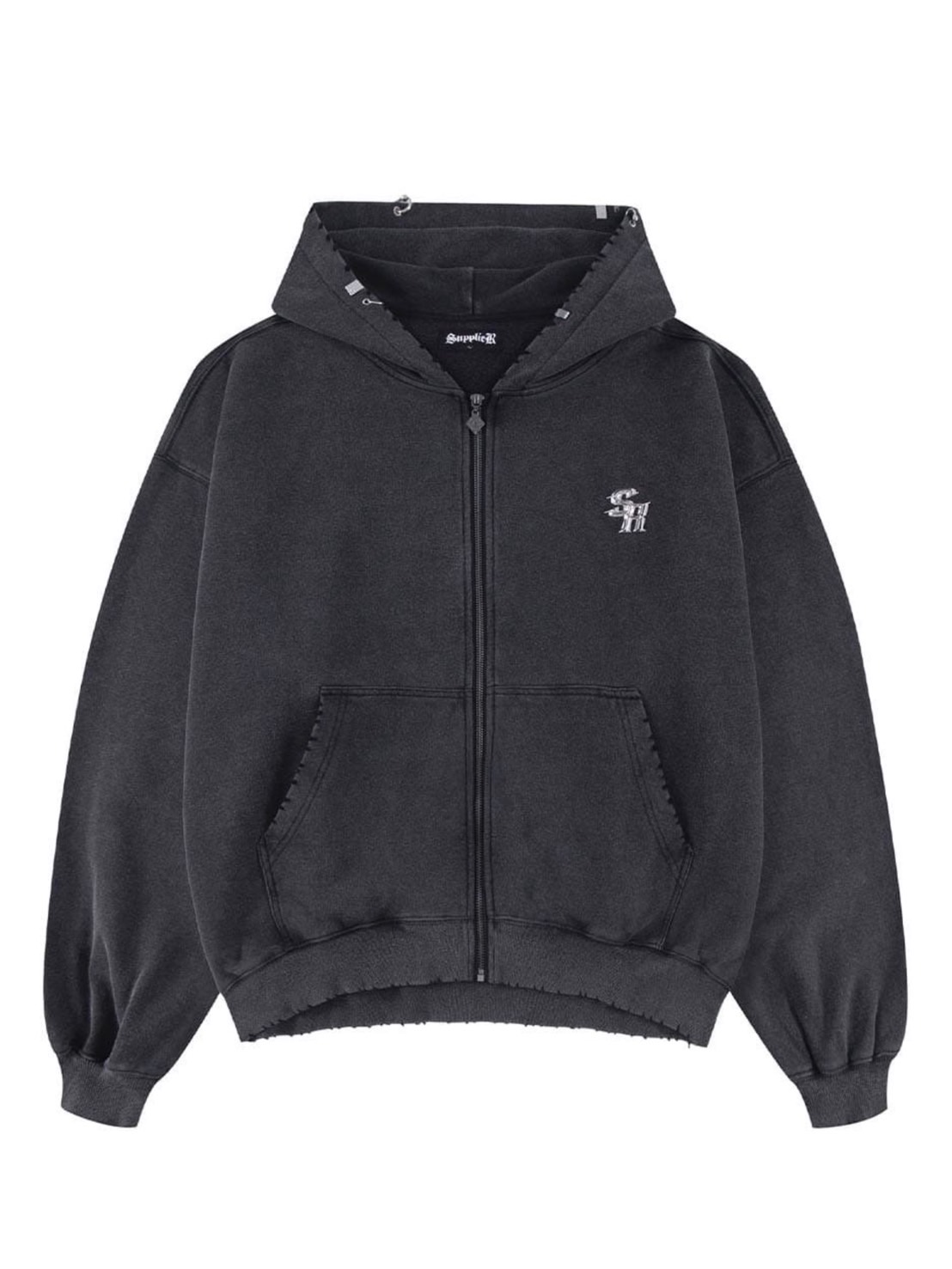 SUPPLIER】Vintage Wash Pierced Zip Hoodie / 【サプライヤー】ロゴ
