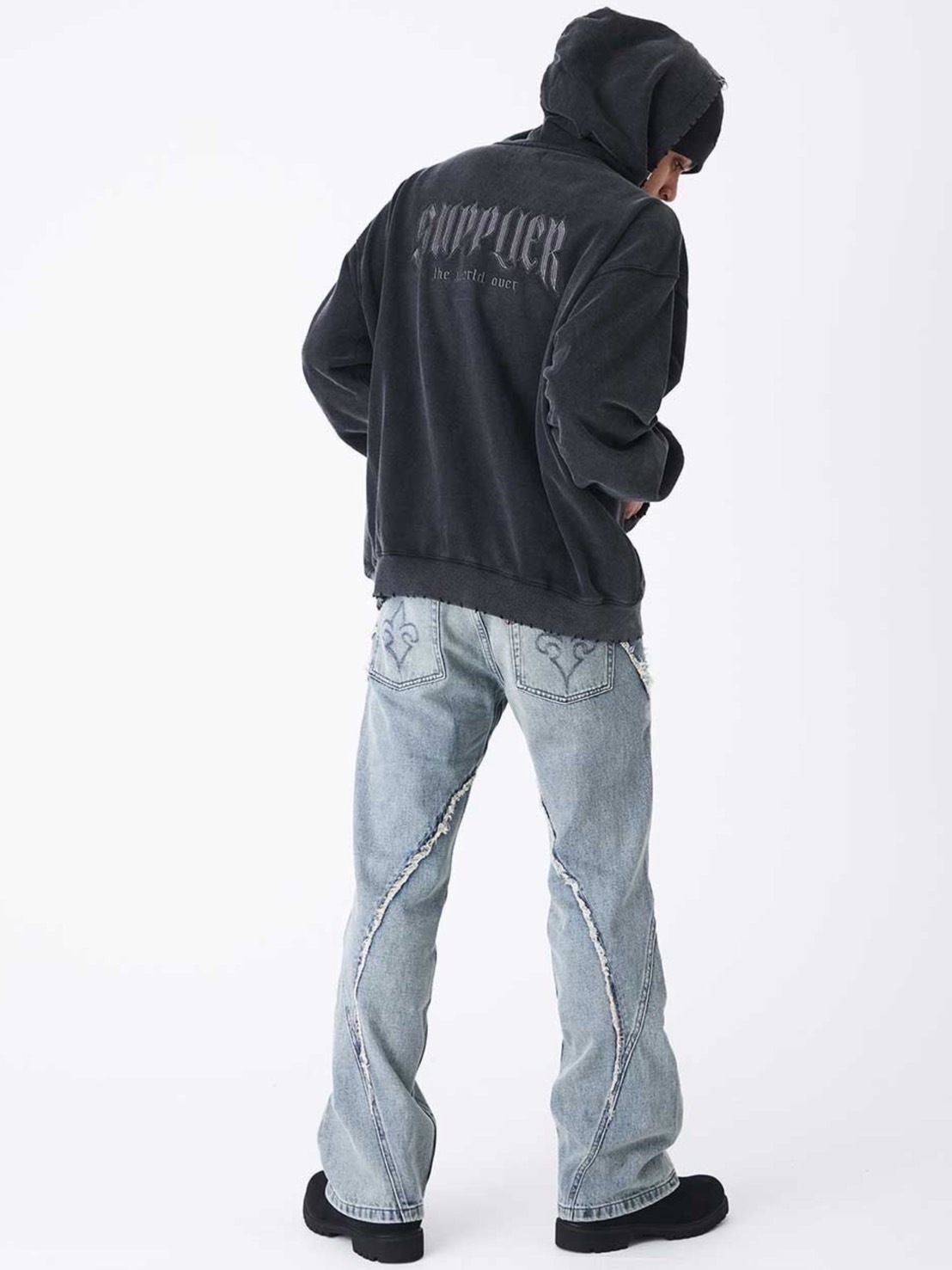 【SUPPLIER】Vintage Wash Pierced Zip Hoodie / 【サプライヤー】ロゴピアスジップアップパーカー