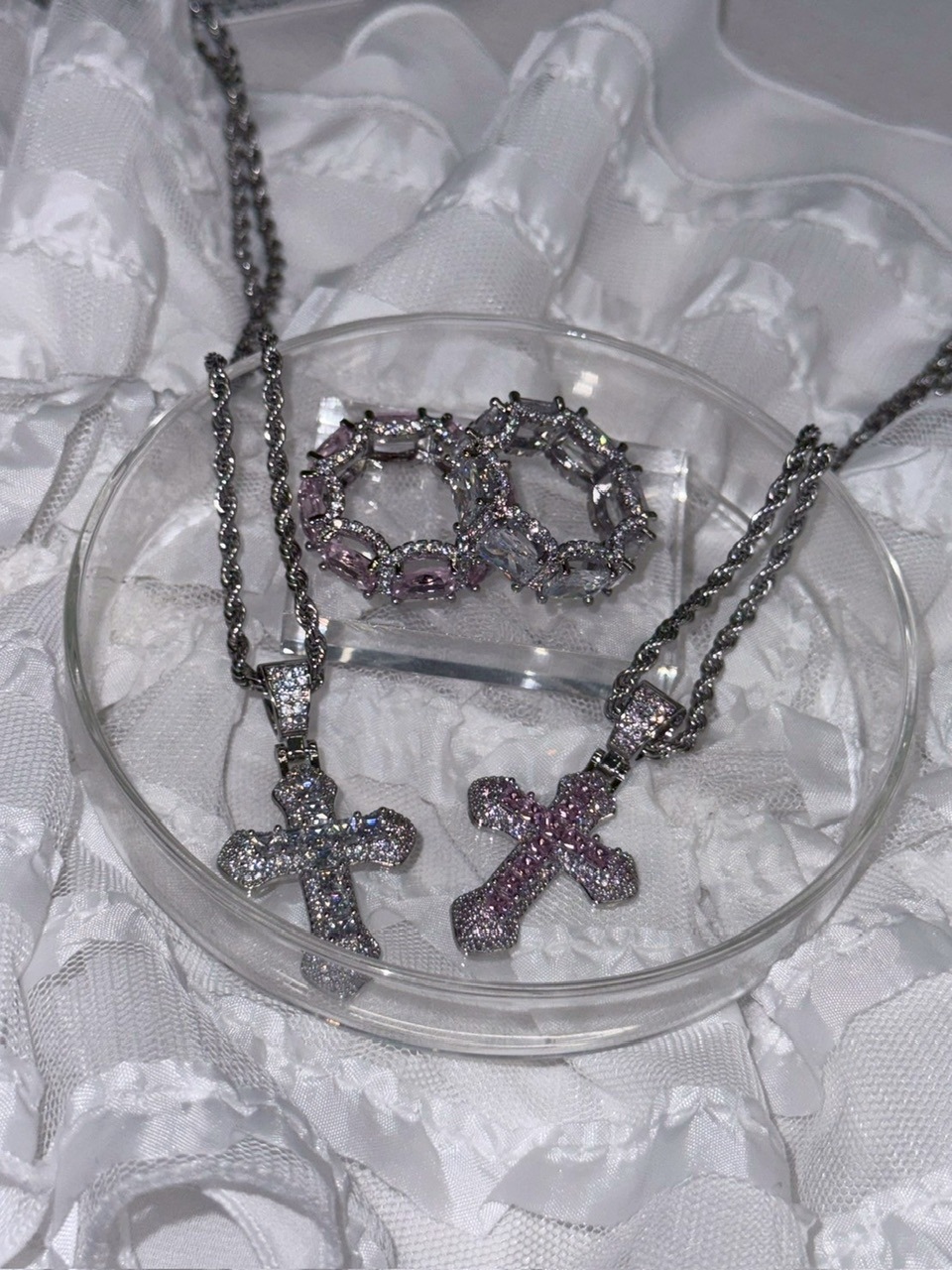 受注制【nmtc +】zirconia cross necklace (2color)