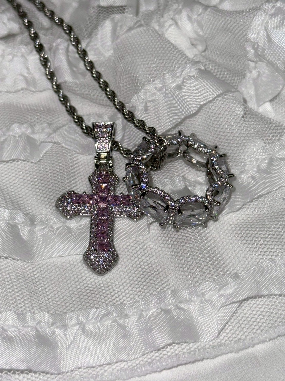 受注制【nmtc +】zirconia cross necklace (2color)