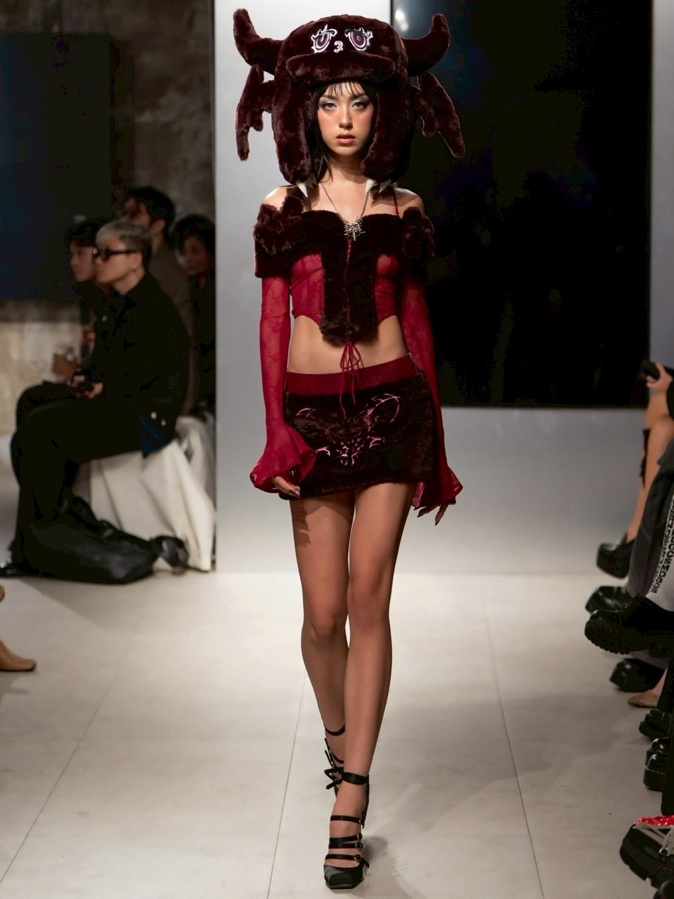 Rosé a Pois（ロゼ・ア・ポワ）グレー オフショルダー 長袖トップス KOBE LETTUCE ブラウス レディース オフショルダー 5分袖 7分袖