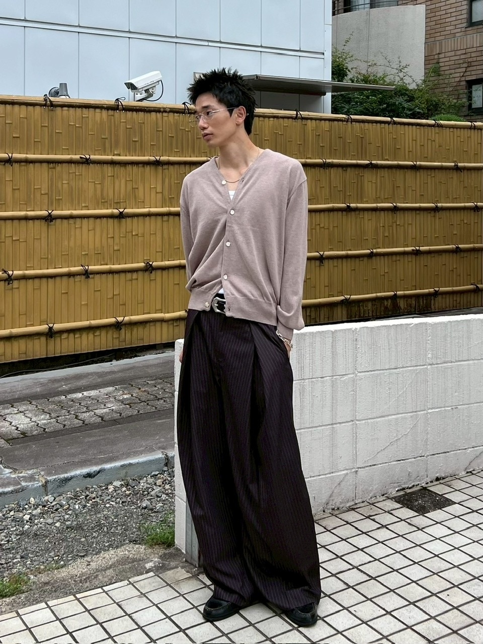 東京店WEB限定【Chikashitsu +】cropped linen knit cardigan
