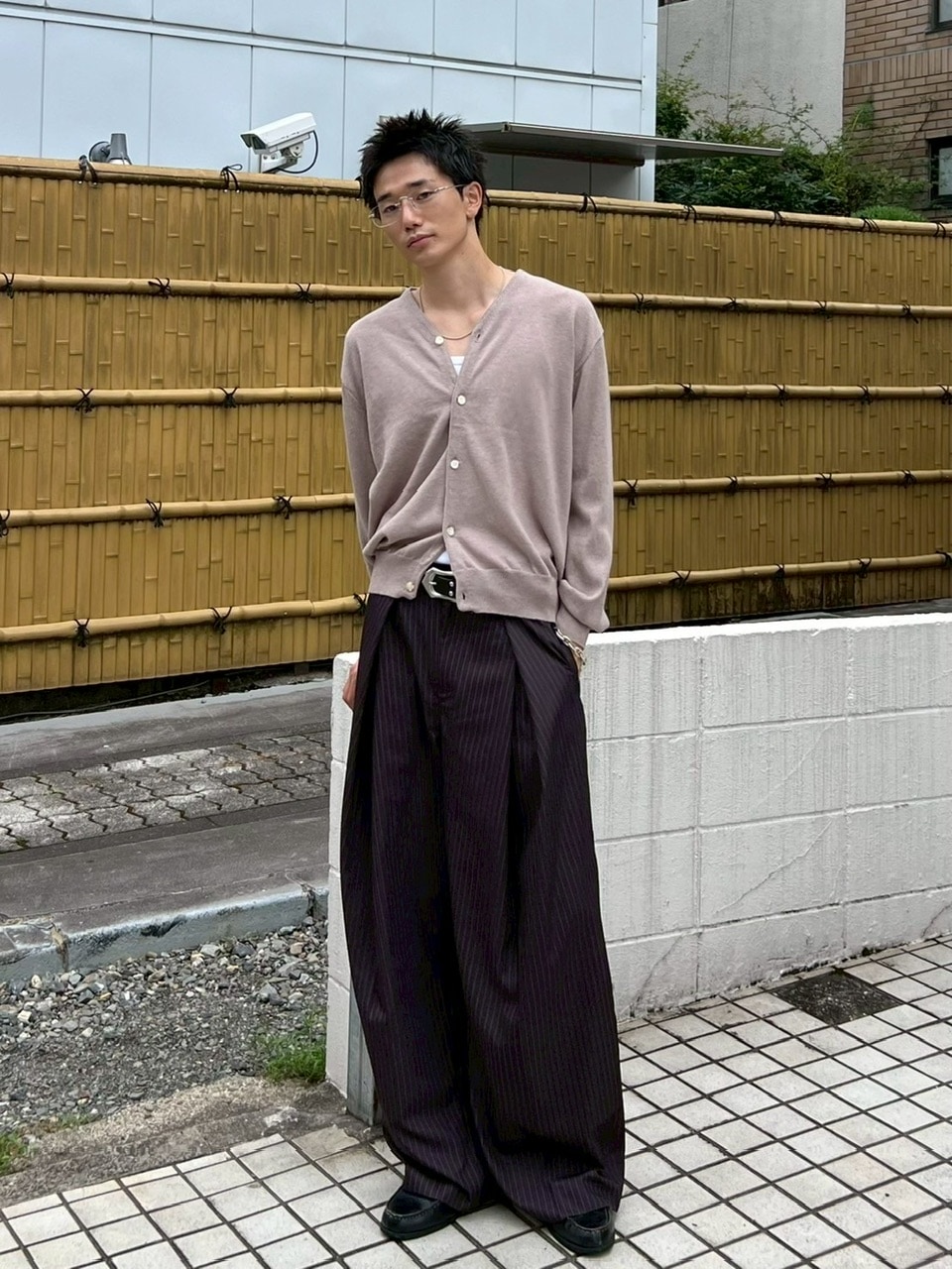 東京店WEB限定【Chikashitsu +】cropped linen knit cardigan