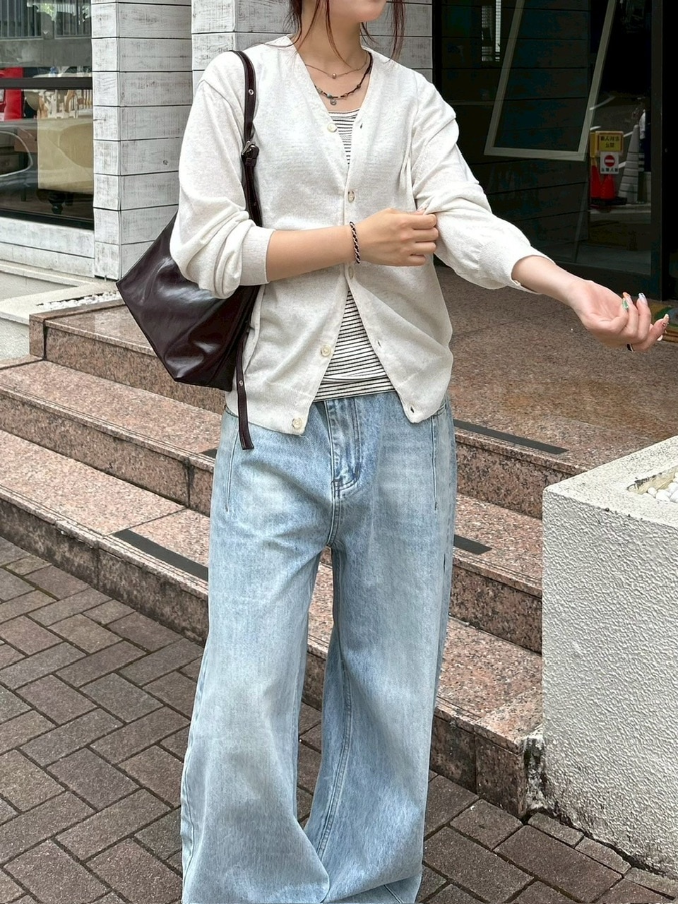 東京店WEB限定【Chikashitsu +】cropped linen knit cardigan