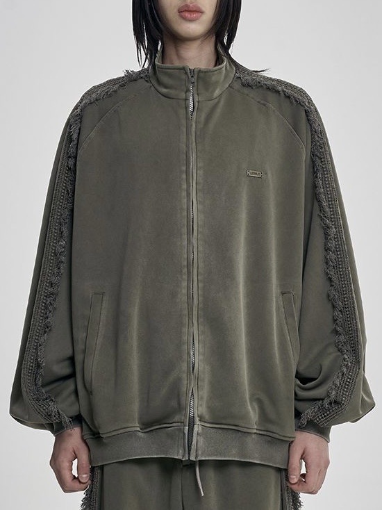 AJOBYAJO】Lace Trimming Raglan Track Jacket【アジョバイアジョ