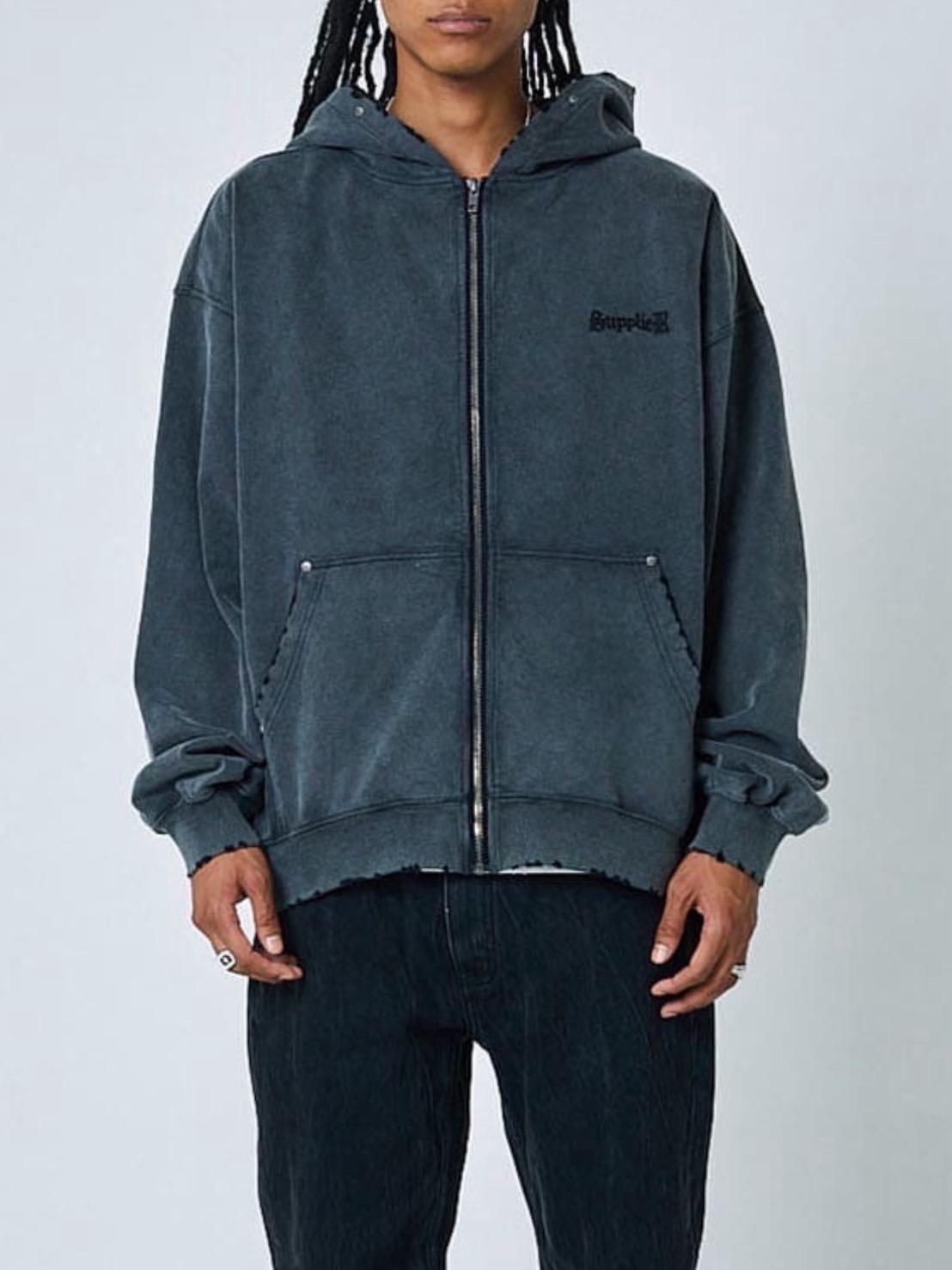 SUPPLIER】Studs Cross Patch Zip Hoodie / 【サプライヤー】スタッズ