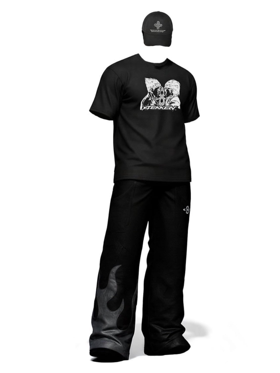 【SURGERY×TEKKEN】METAL LOGO FIRE PATTERN DENIM PANTS