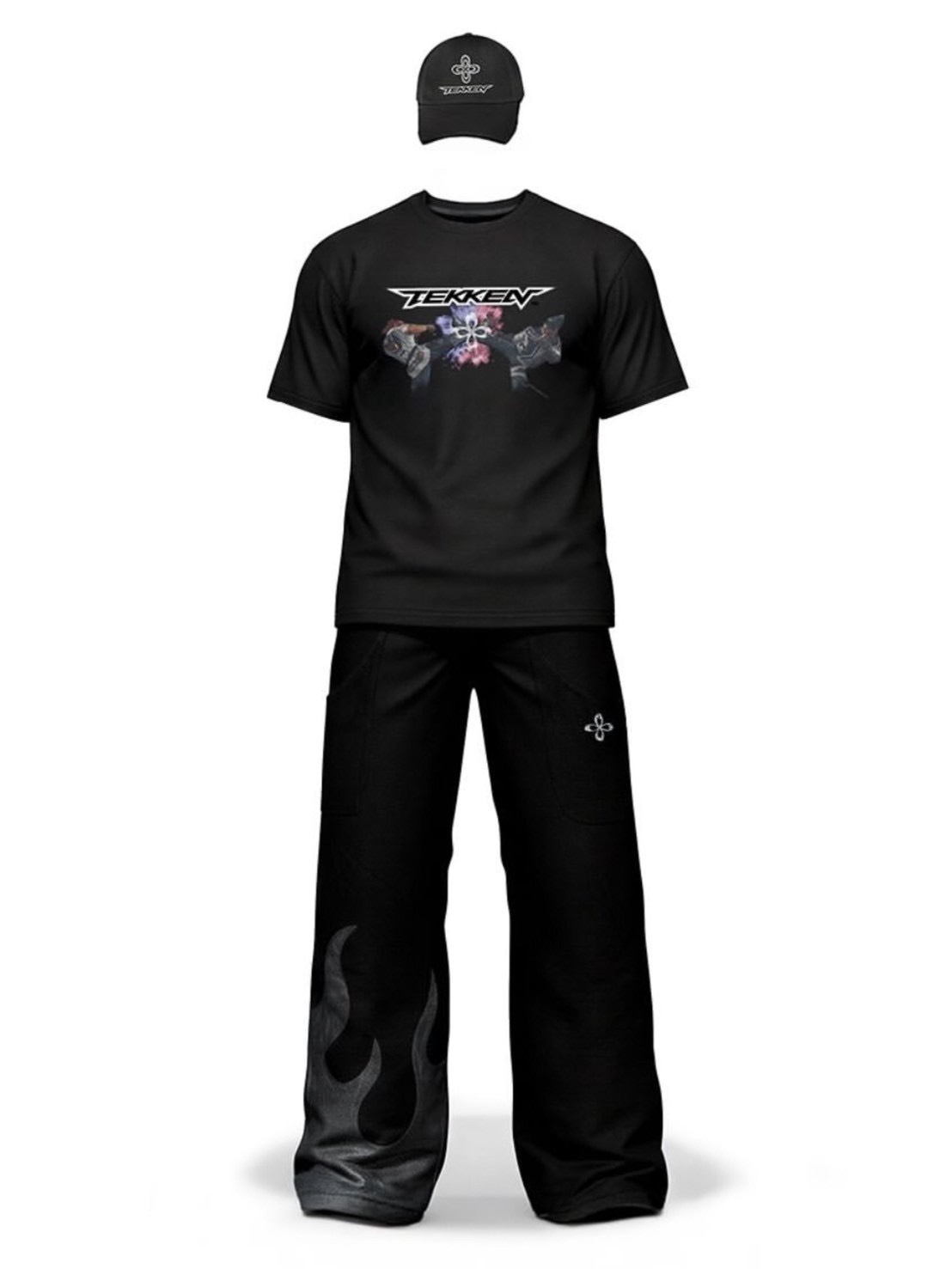 【SURGERY×TEKKEN】METAL LOGO FIRE PATTERN DENIM PANTS