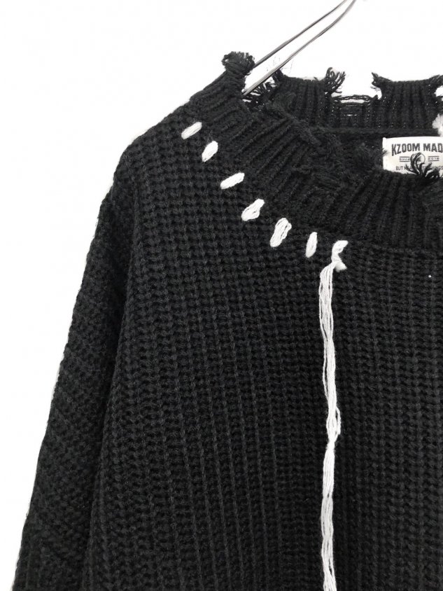 受注制【XU DOG】oversized damage knit (2color) | OUR BRAND