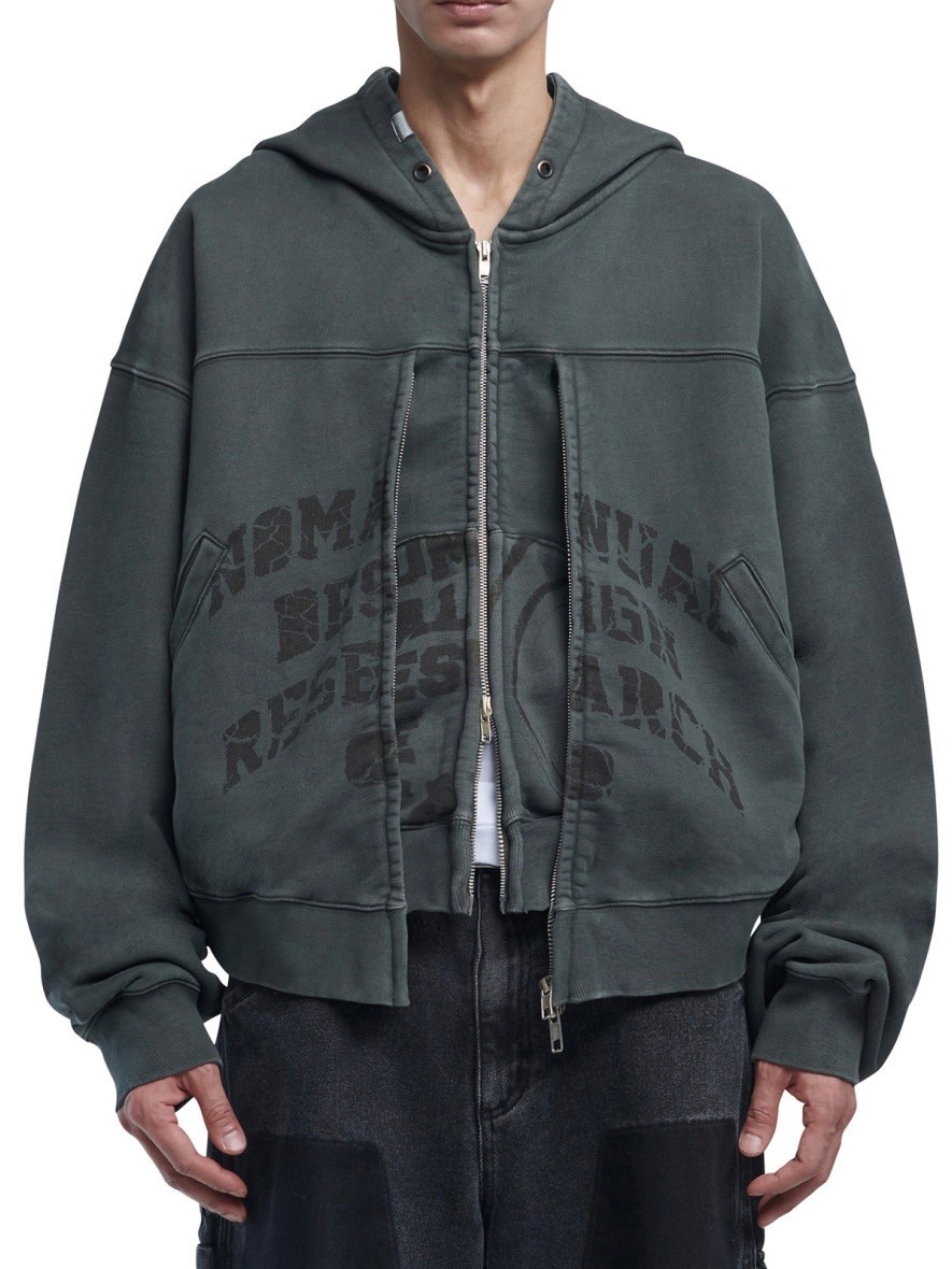 ◆NOMANUAL◆ OVERDYED DFL HOODED ZIPUP WASHED BLACK NOMANUAL】OVERDYED D.F.L HOODED ZIP-UP | OUR BRAND,NOMANUAL