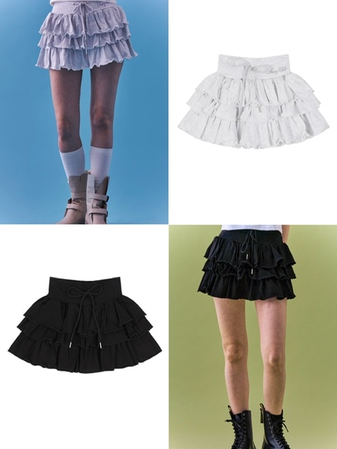◆NASTY FANCY CLUB◆ NF Puff Sweat Cancan Mini Skirt BLACKF2 org.jpg
