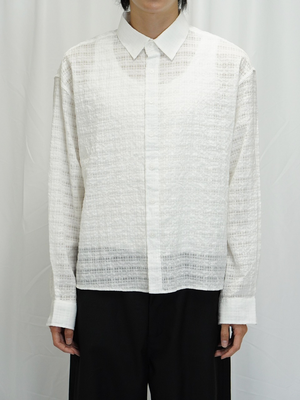 東京店WEB限定受注制【Chikashitsu +】cropped check sheer