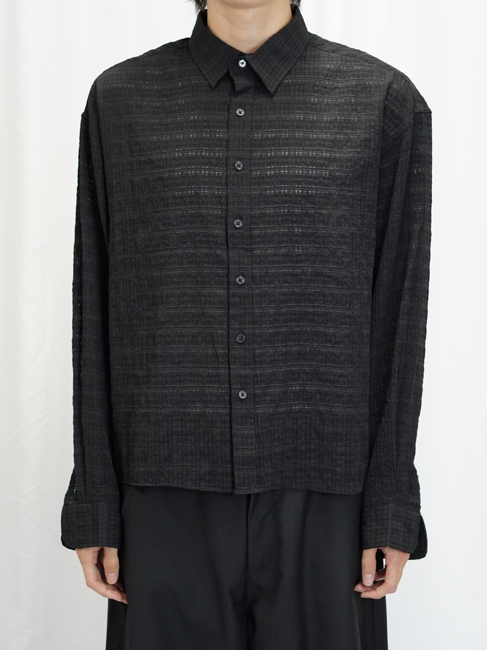 FROMJAPAN公式アカウント01GUCCI ブラック 長袖トップス 東京店WEB限定受注制【Chikashitsu +】cropped check sheer