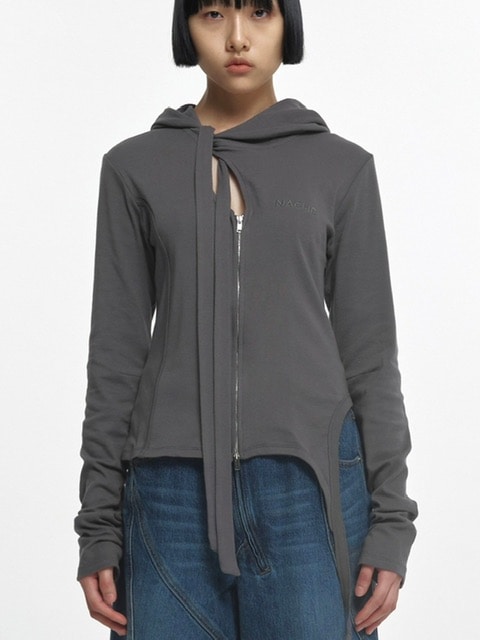 NACHE】SLIT TIE HOODIE ZIP-UP / 【ナチェ】スリットタイジップ