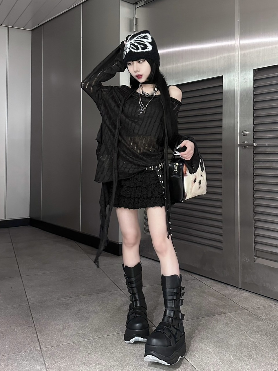 受注制【XU DOG】asymmetry drape tops (2color)