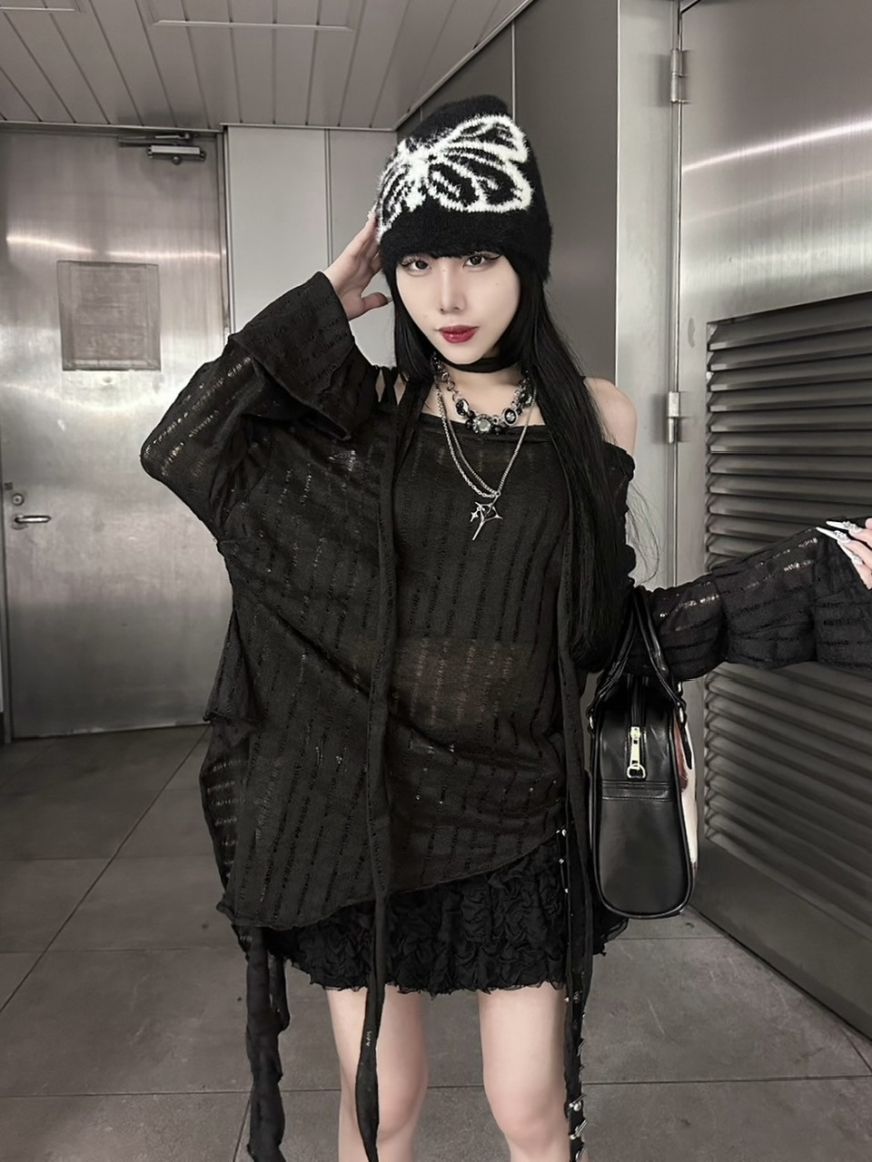 受注制【XU DOG】asymmetry drape tops (2color)