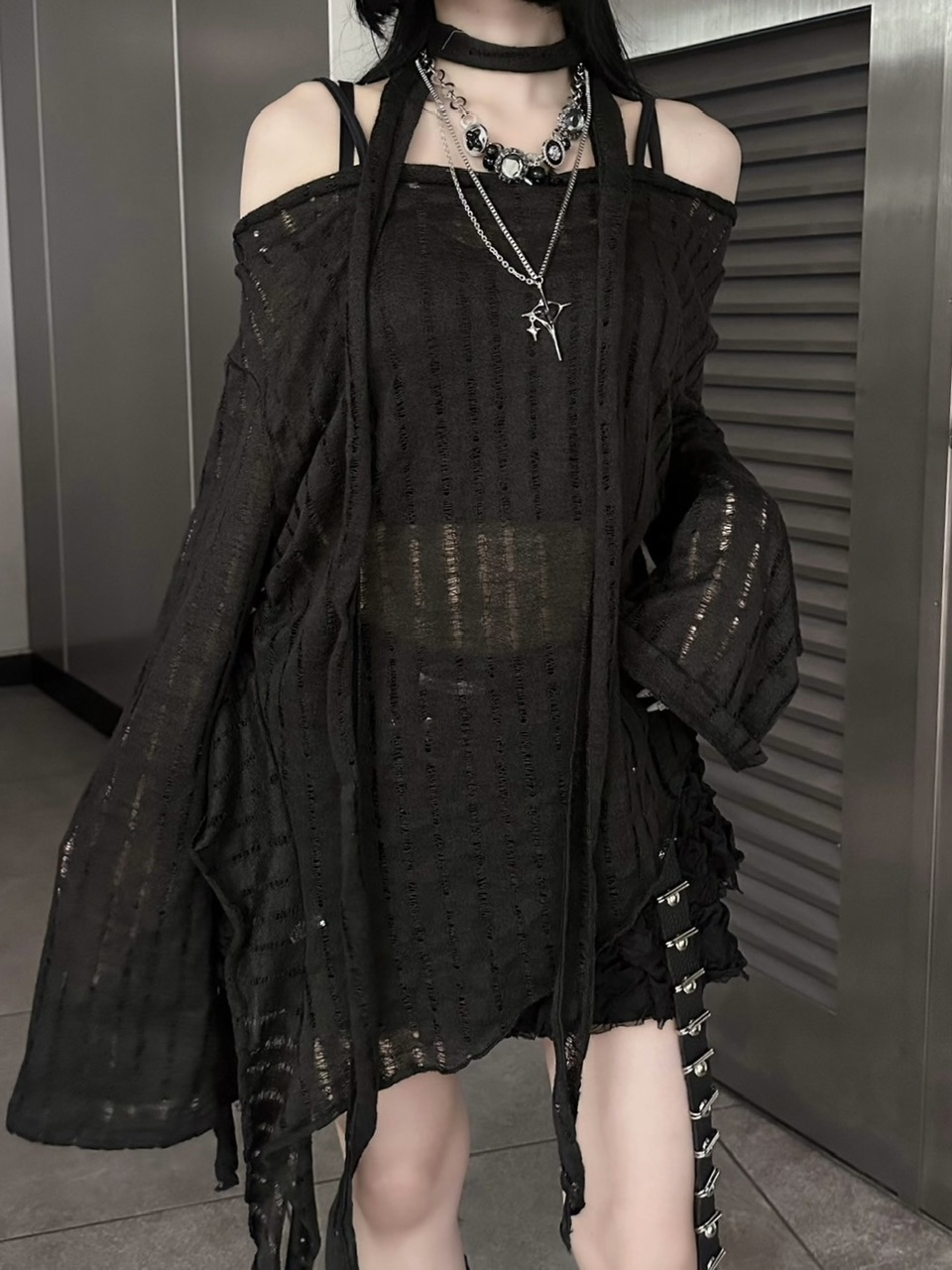 受注制【XU DOG】asymmetry drape tops (2color)