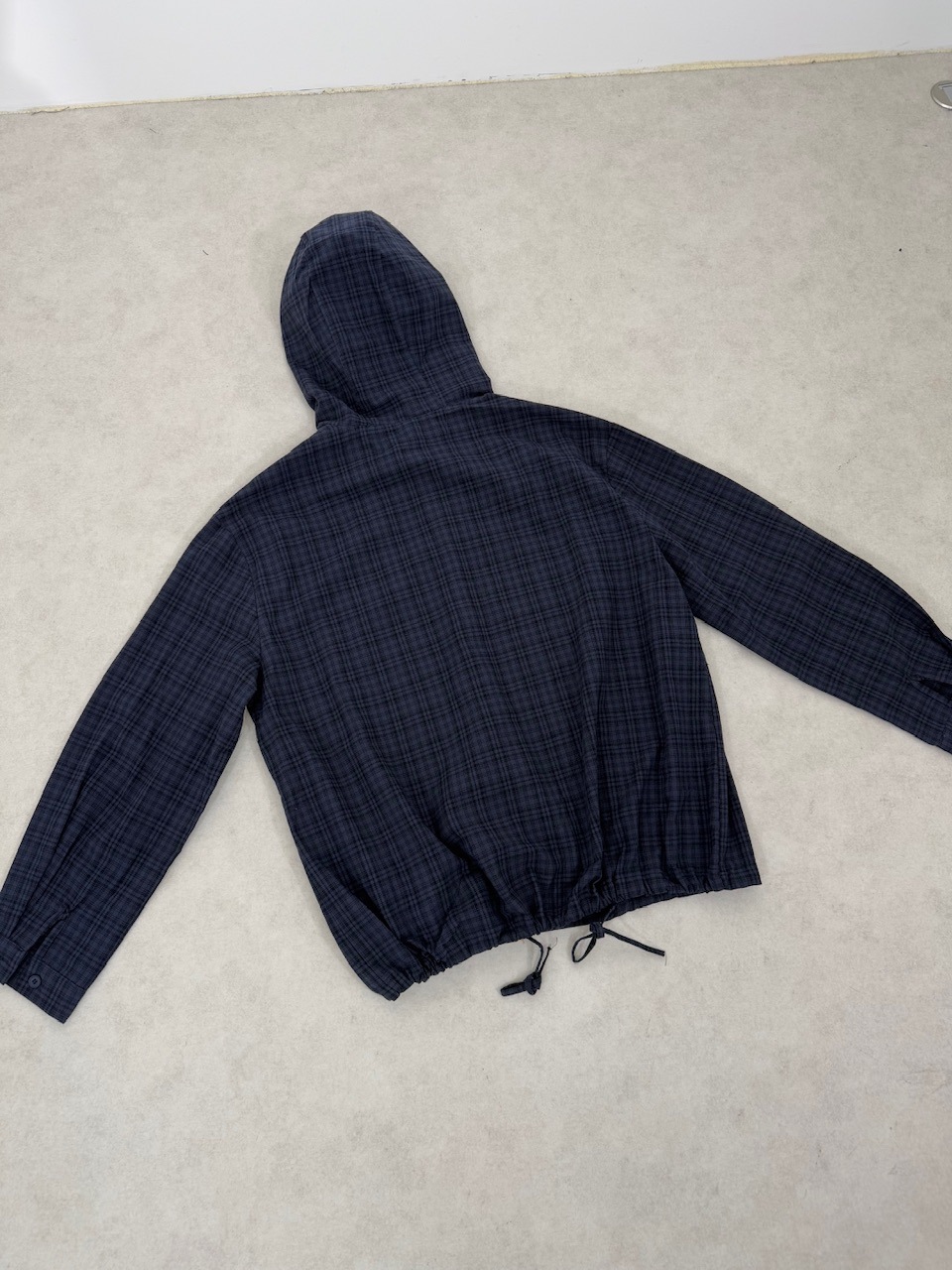 受注制【Nerd out XU】blue check hoodie shirt