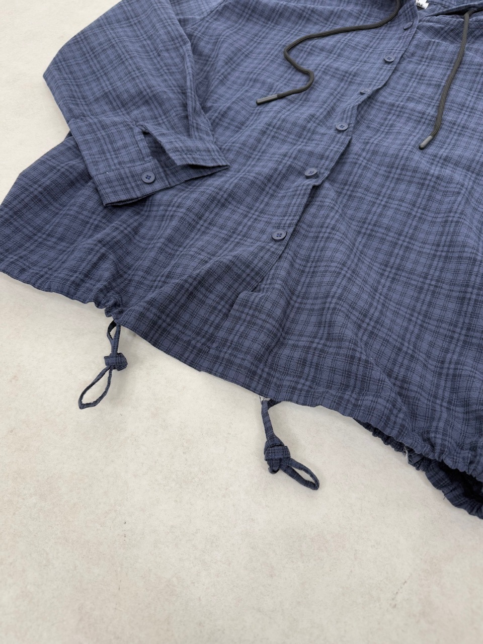 受注制【Nerd out XU】blue check hoodie shirt