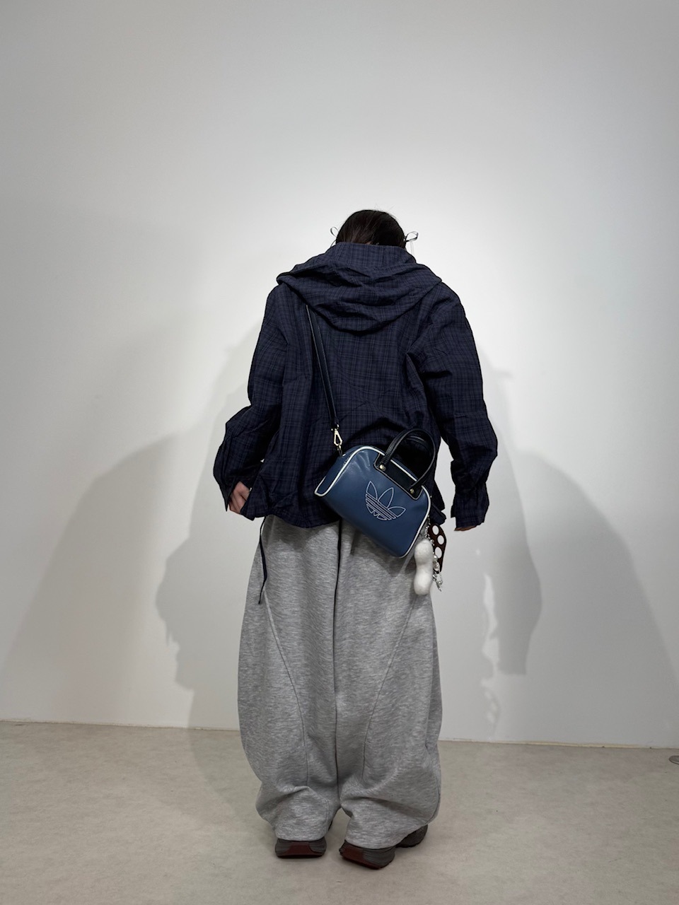 受注制【Nerd out XU】blue check hoodie shirt