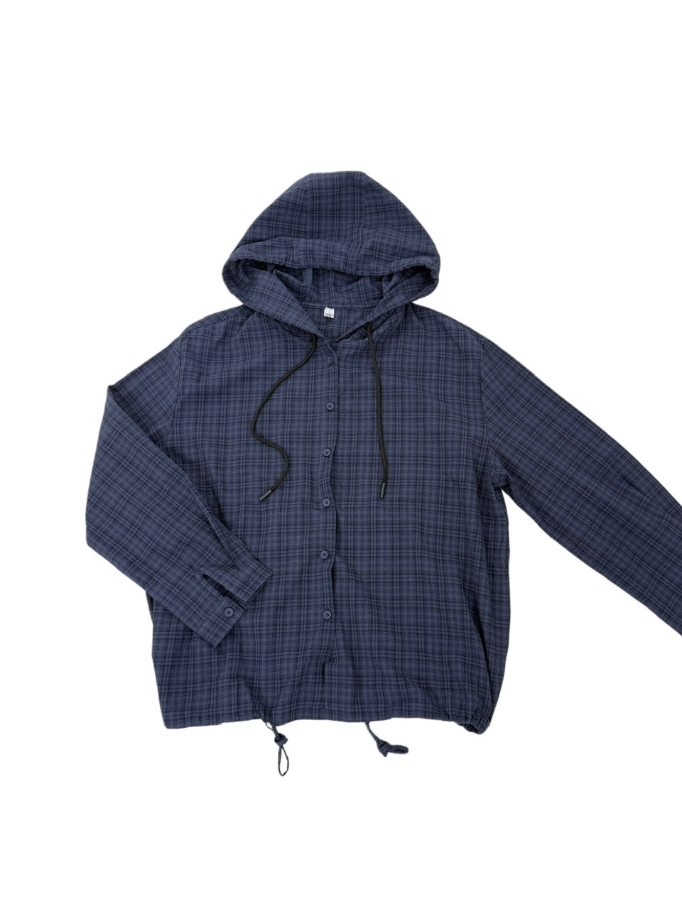 受注制【Nerd out XU】blue check hoodie shirt