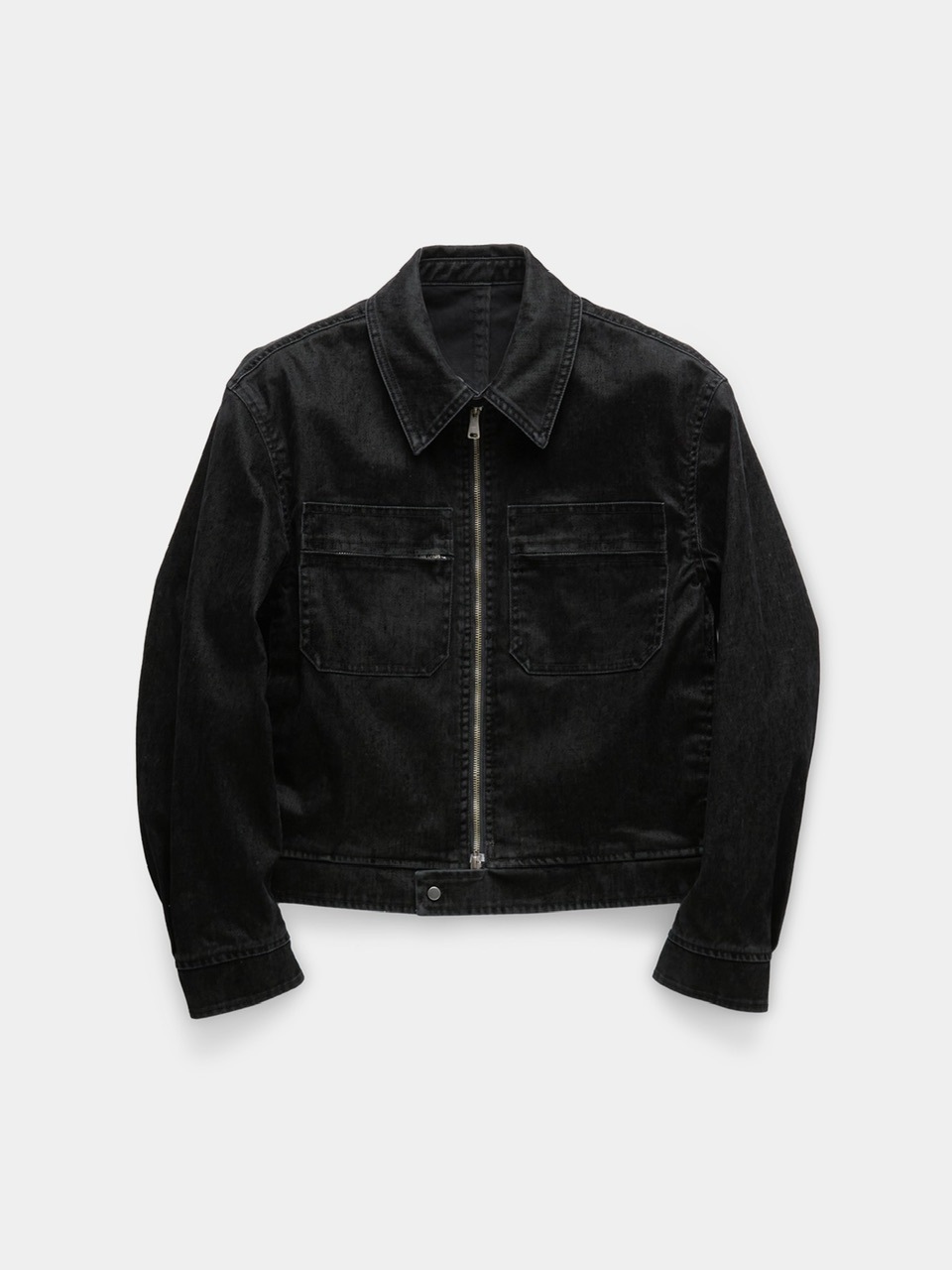 COOR】VELVET DENIM DOUBLE POCKET TRIMMING COLLAR JUMPER | OUR