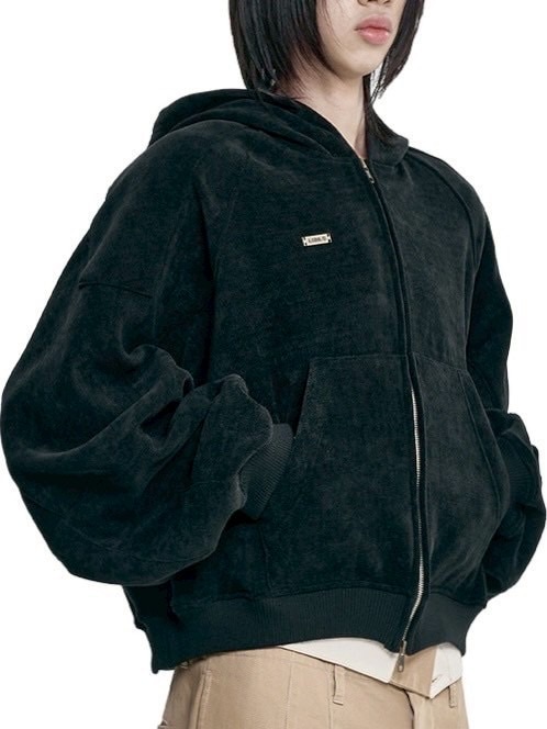 AJOBYAJO】Corduroy Short Zip-Up Hoodie / 【アジョバイアジョ