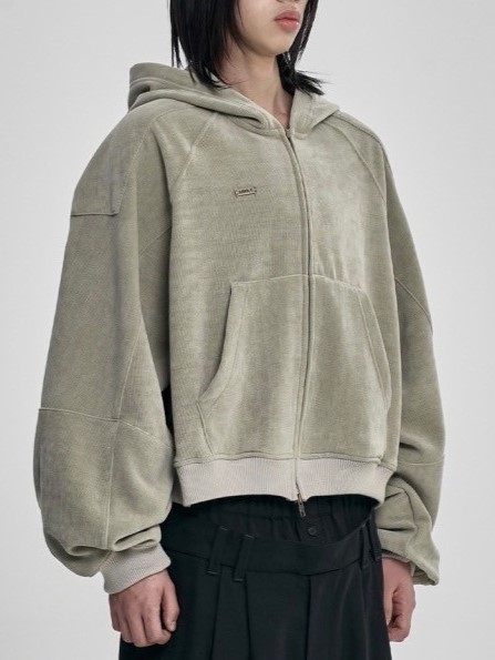 AJOBYAJO】Corduroy Short Zip-Up Hoodie / 【アジョバイアジョ