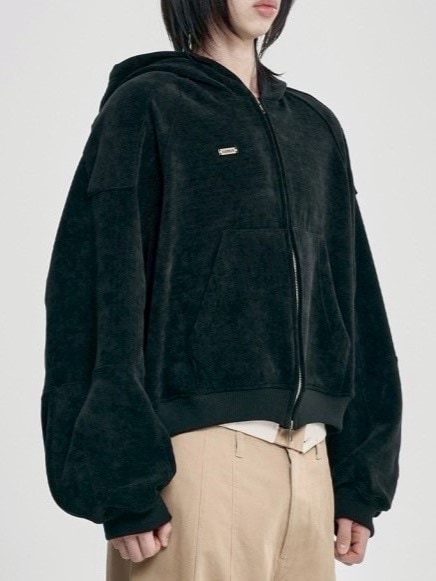 AJOBYAJO】Corduroy Short Zip-Up Hoodie / 【アジョバイアジョ