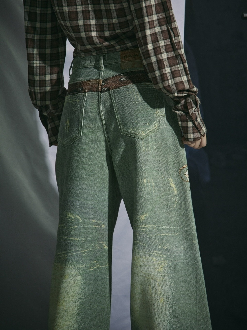 パンツ 2000's archive paint buggy denim pants 11oz Chemical Over-Dye Denim Buggy Pants