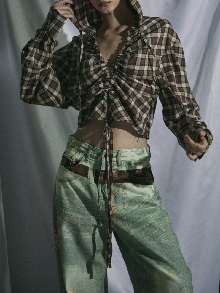 【GATELESS】VINTAGE PRINT BUGGY DENIM PANTS / 【ゲートレス】ビンテージプリントバギーデニムパンツ