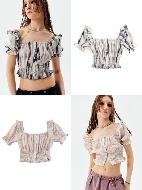 【runningHIGH】PUFF SLEEVE CROP BLOUSE