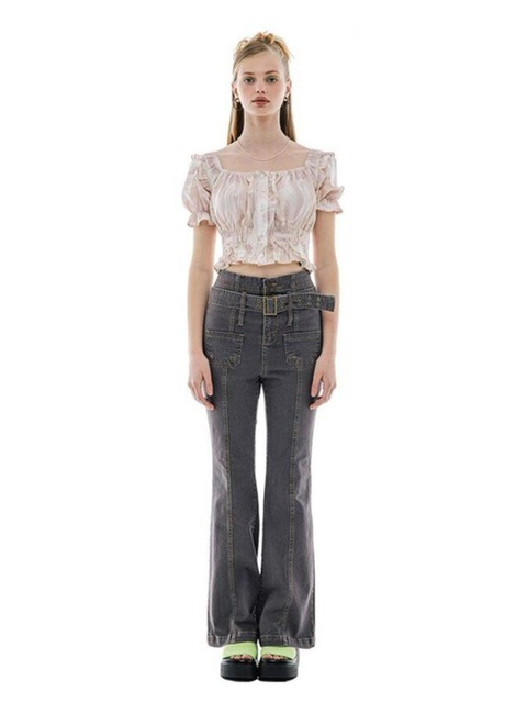 【runningHIGH】PUFF SLEEVE CROP BLOUSE