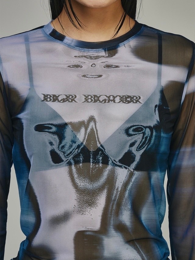 【BLUER】Body Printed Mesh Longsleeves BLR BLUER】Body Printed Mesh Longsleeves | OUR BRAND,BLR
