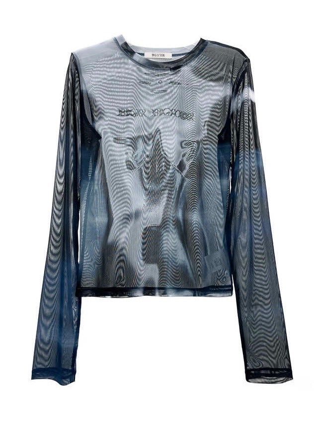 【BLUER】Body Printed Mesh Longsleeves Grey BLR BLUER】Body Printed Mesh Longsleeves | OUR BRAND,BLR