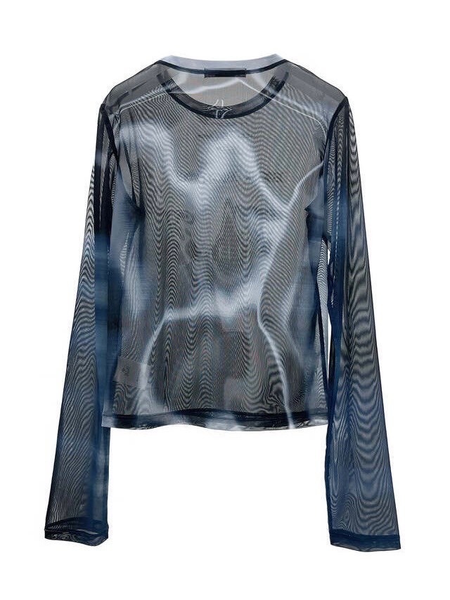 【BLUER】Body Printed Mesh Longsleeves BLR BLUER】Body Printed Mesh Longsleeves | OUR BRAND,BLR