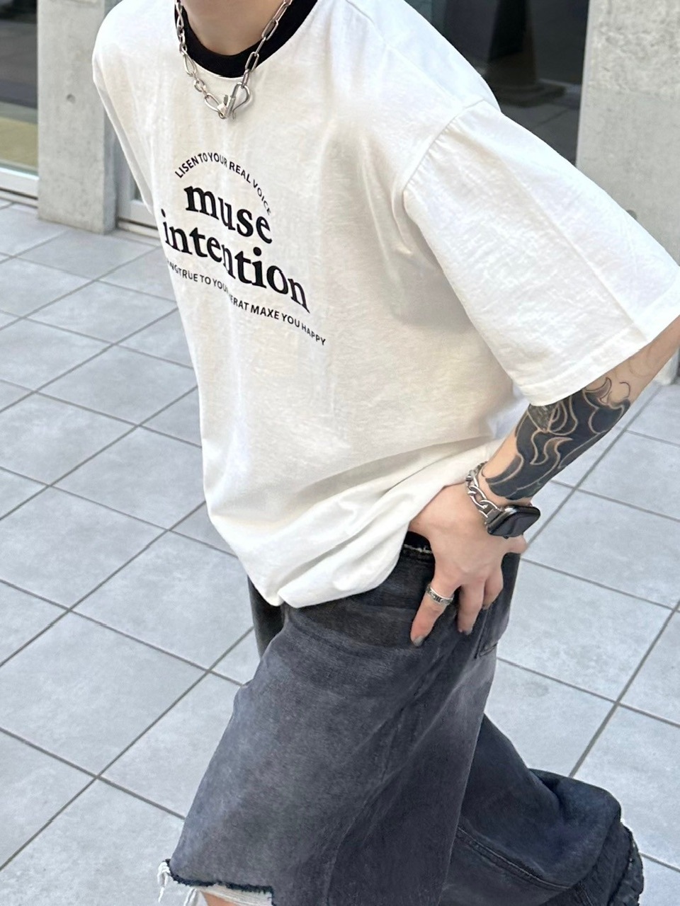 Chikashitsu +】lettering linger t-shirt (3color