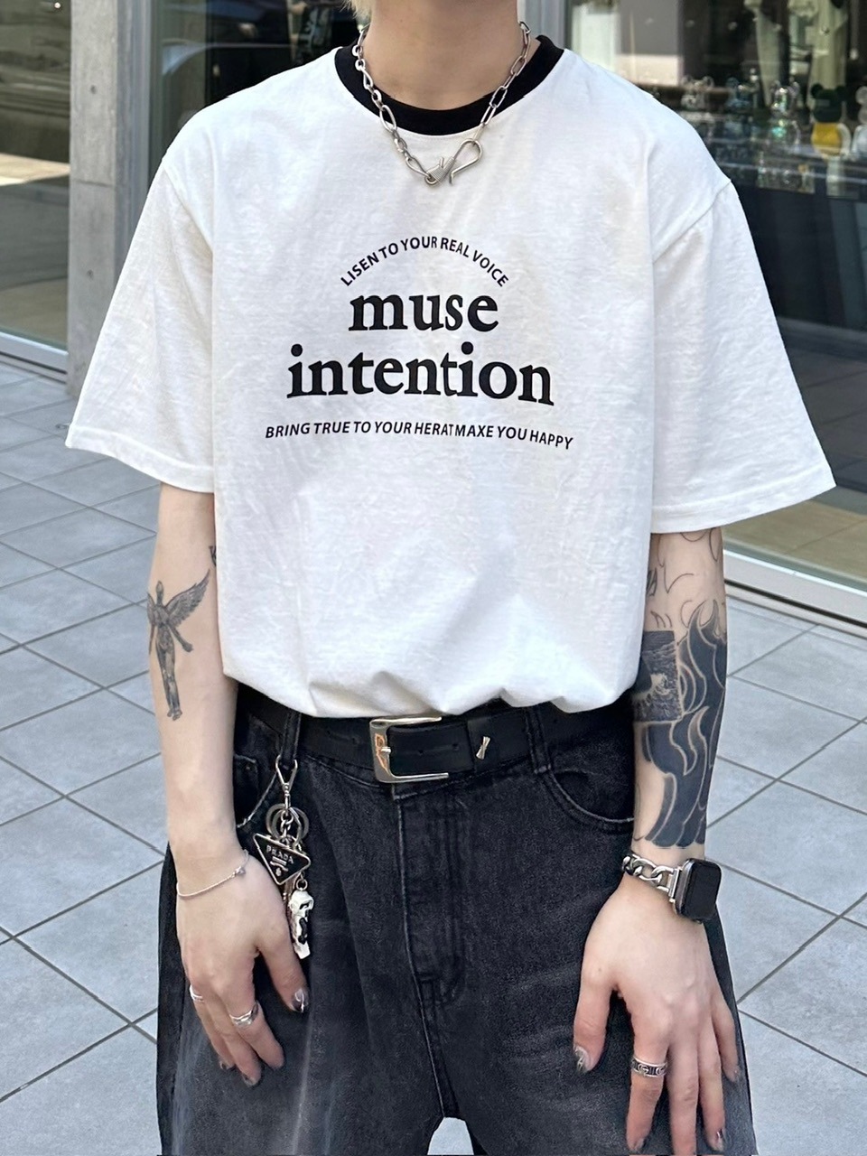 Chikashitsu +】lettering linger t-shirt (3color