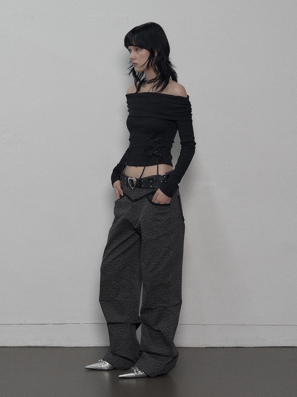 オフショルダー　セットアップ　ハンドメイド SETUP-EXE】CORSET OFF-SHOULDER TOP / 【セットアップエグゼ