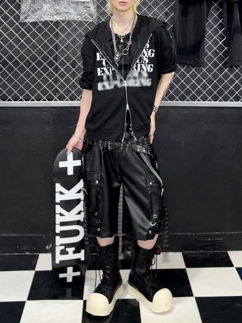 受注制【Never mind the XU】mesh zip up hoodie (3color) / 【ネバー