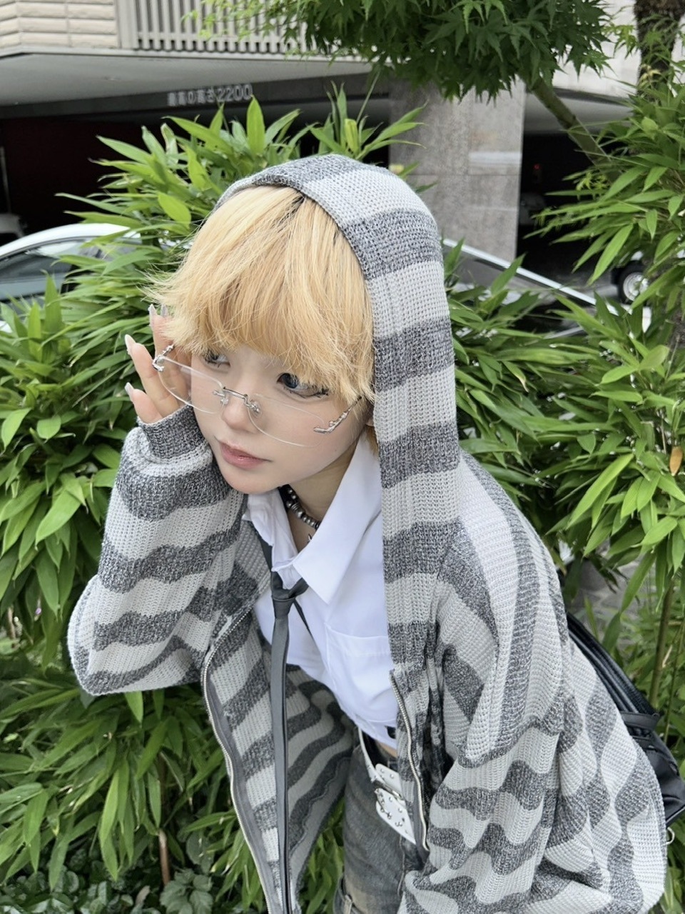 受注制【Never mind the XU】mesh zip up hoodie (3color