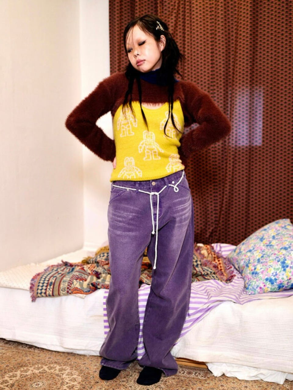 【YOUTHBATH】High-Neck Knit Top Set-up