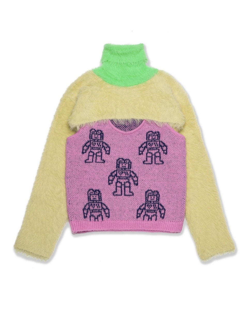 【YOUTHBATH】High-Neck Knit Top Set-up