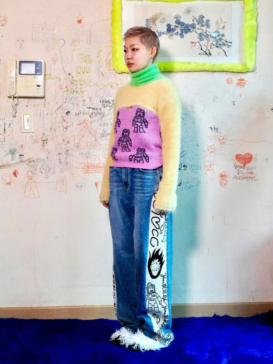 【YOUTHBATH】High-Neck Knit Top Set-up