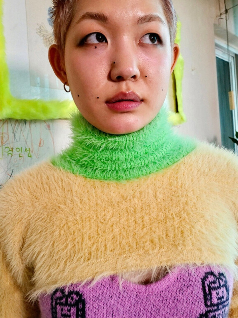 【YOUTHBATH】High-Neck Knit Top Set-up