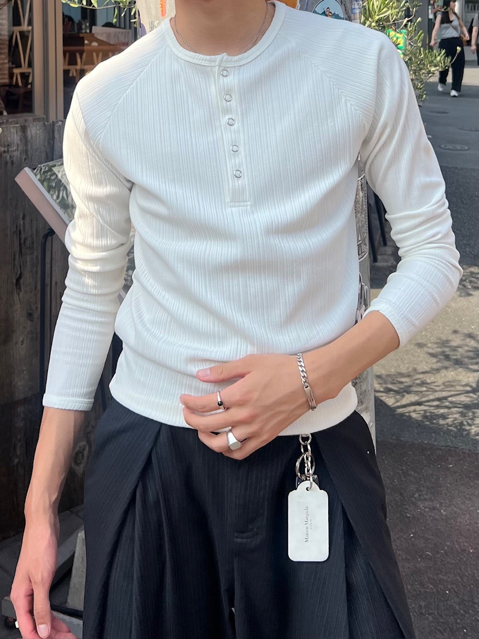 東京店WEB限定受注制【Chikashitsu +】snap rib henley neck tee